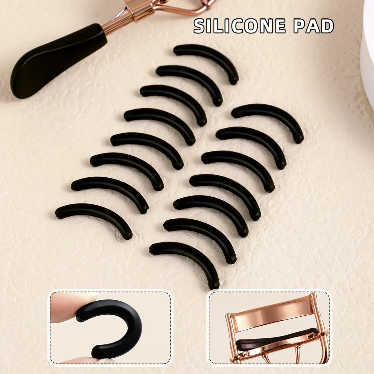 Recourbe-cils portable avec 15 coussinets en silicone et recourbe-cils en acier inoxydable, utilisé 