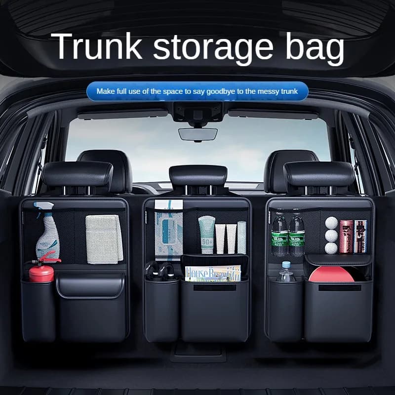 Sac de rangement en cuir pour coffre de voiture, organisateur d'outils pliables pour dossier de sièg