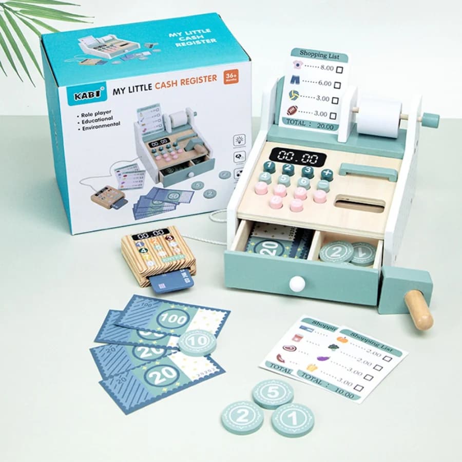 Maison de jeu pour enfants, jouet de simulation, caisse enregistreuse en bois, supermarché de shoppi