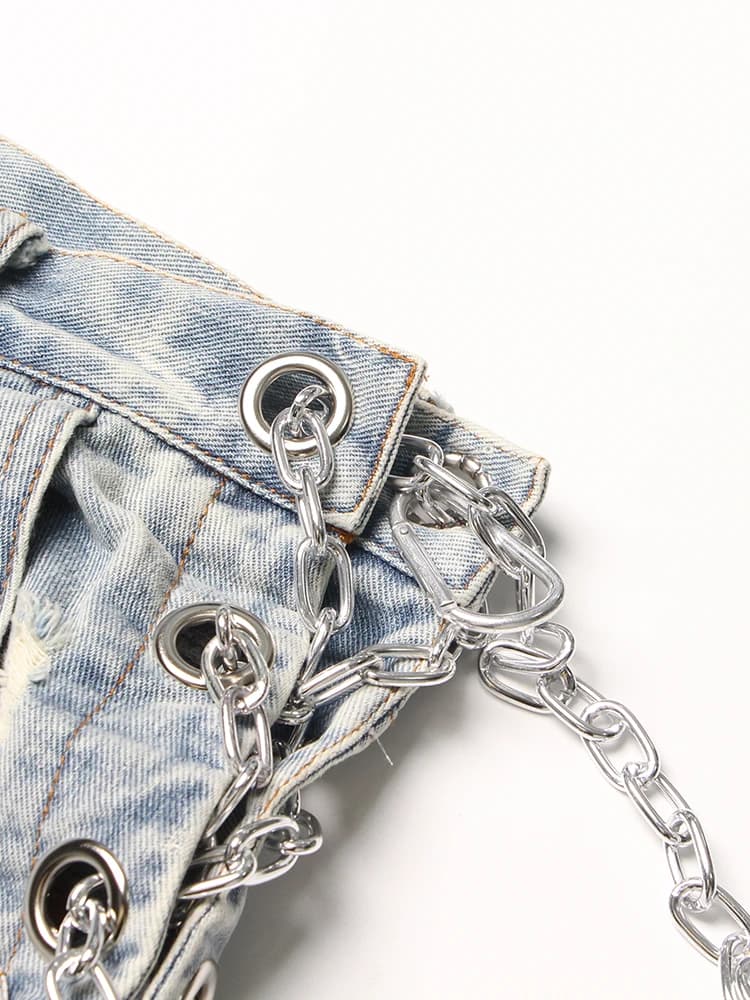 TWOTWurea-Short en denim YLE pour femme, culotte courte sexy, taille haute, patchwork, décontracté, 
