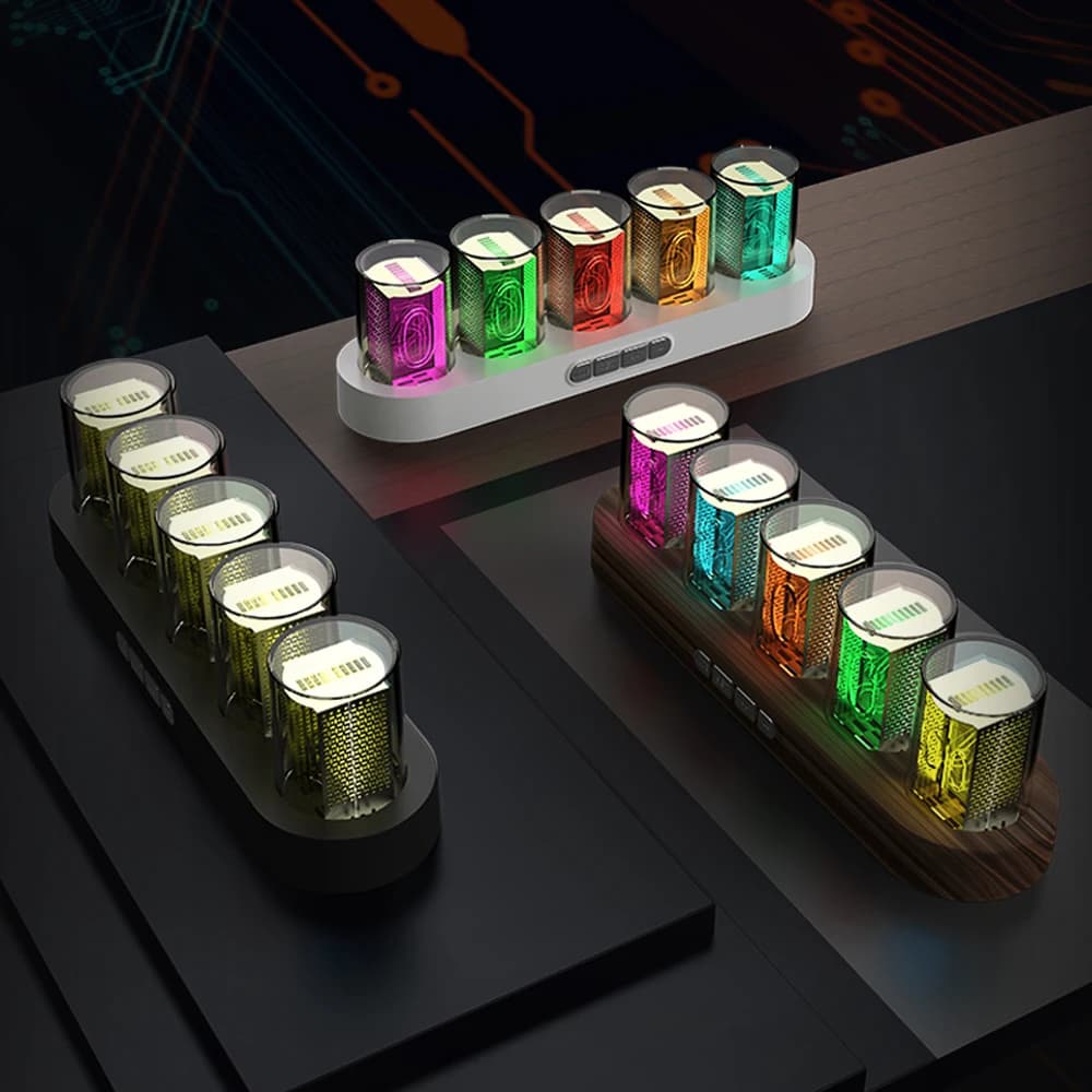 Décorations de table pour salle de jeux - - led tube Luminescent Nixie horloge. Effets lumineux RGB 