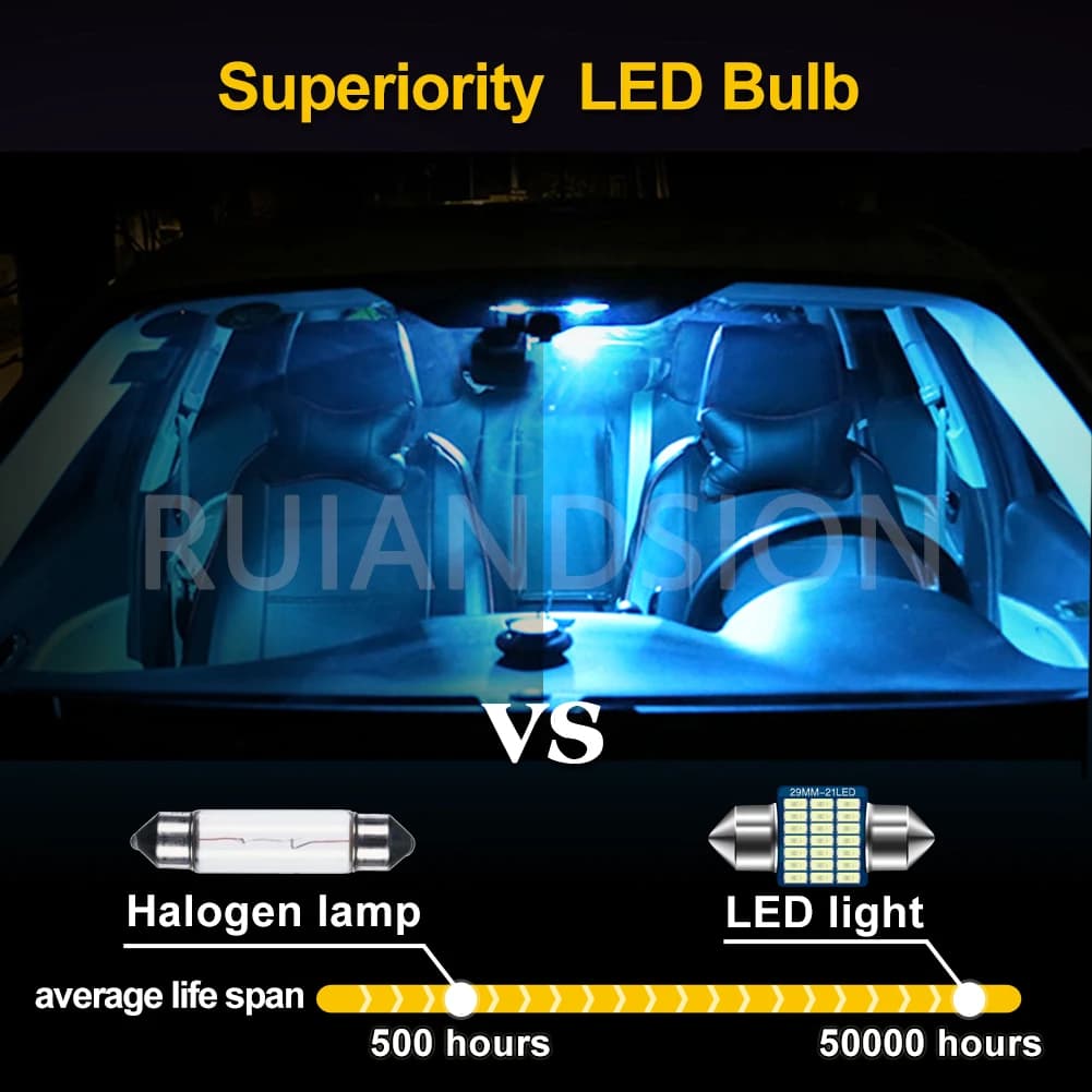 RUIANDSION 2 pièces C5W 28/29MM universel sans erreur feston LED 12V pour voiture intérieur lecture 