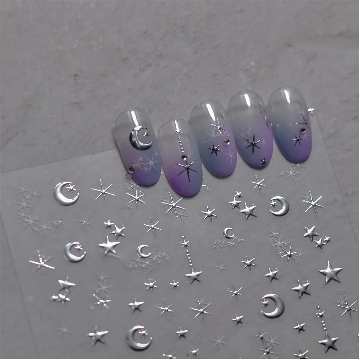 Autocollants pour ongles bronzants coréens 5D, 1 pièce, or japonais, argent, étoile, lune, luxe, déc