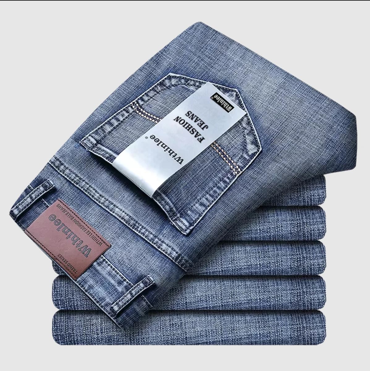 Wthinlee nouveau jean pour hommes d'affaires décontracté droit Stretch mode classique bleu noir trav