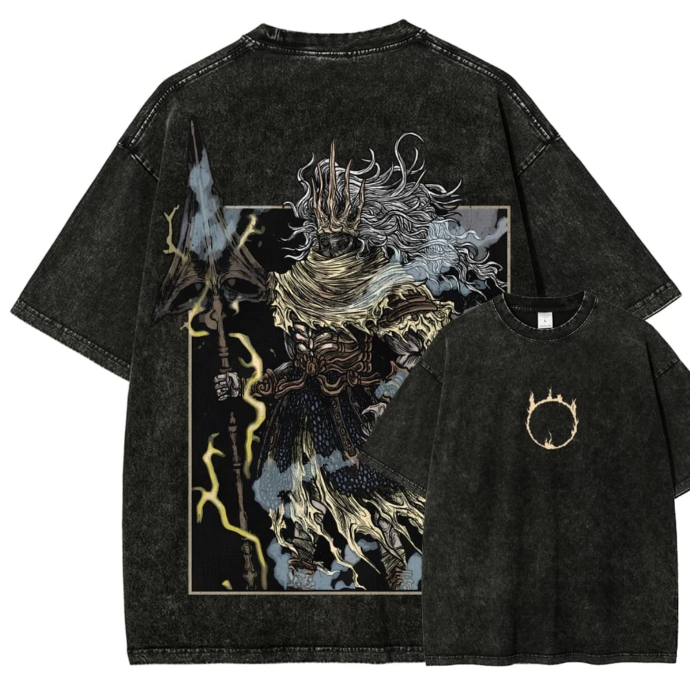T-shirt délavé Dark Souls Anime Lover, nouveau modèle, vêtements de toute saison, vêtements de perso