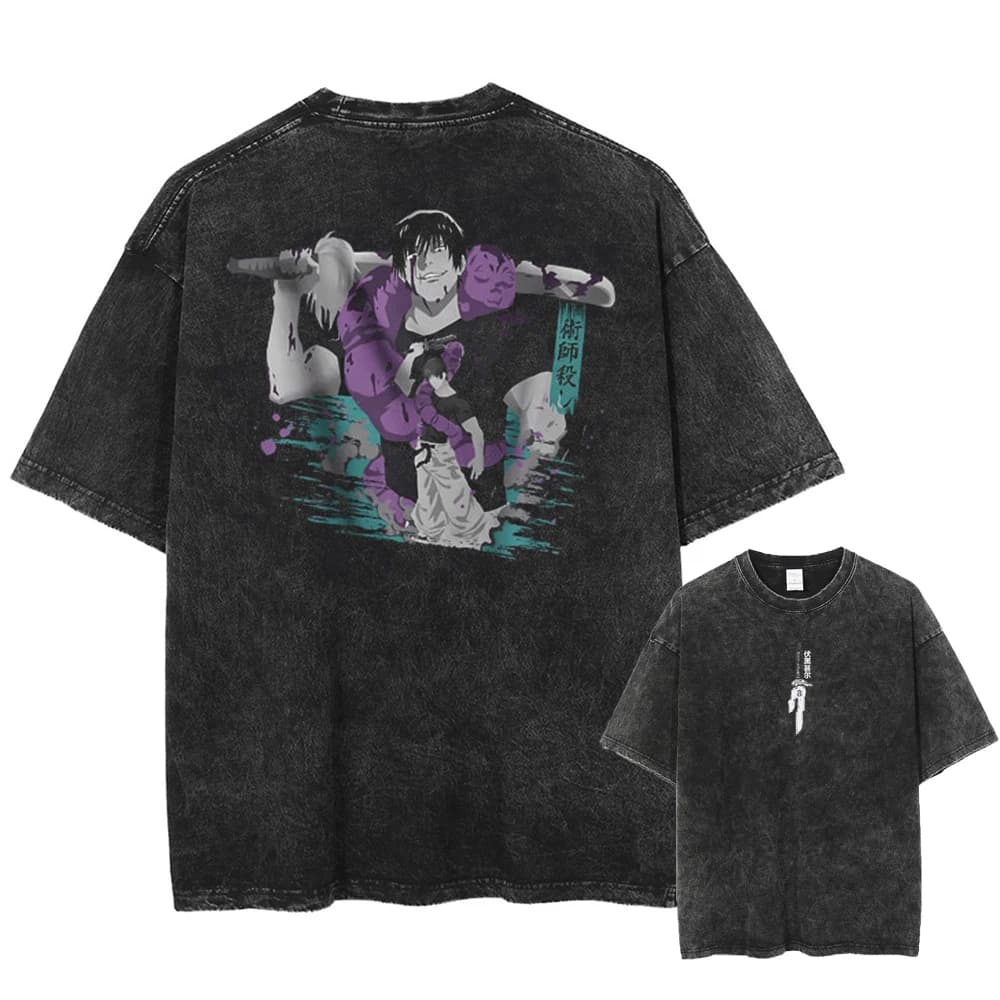 T-shirt imprimé Anime Jujutsu Kaisen Fushiguro Toji 2026 pour hommes et femmes, T-shirt délavé de ha