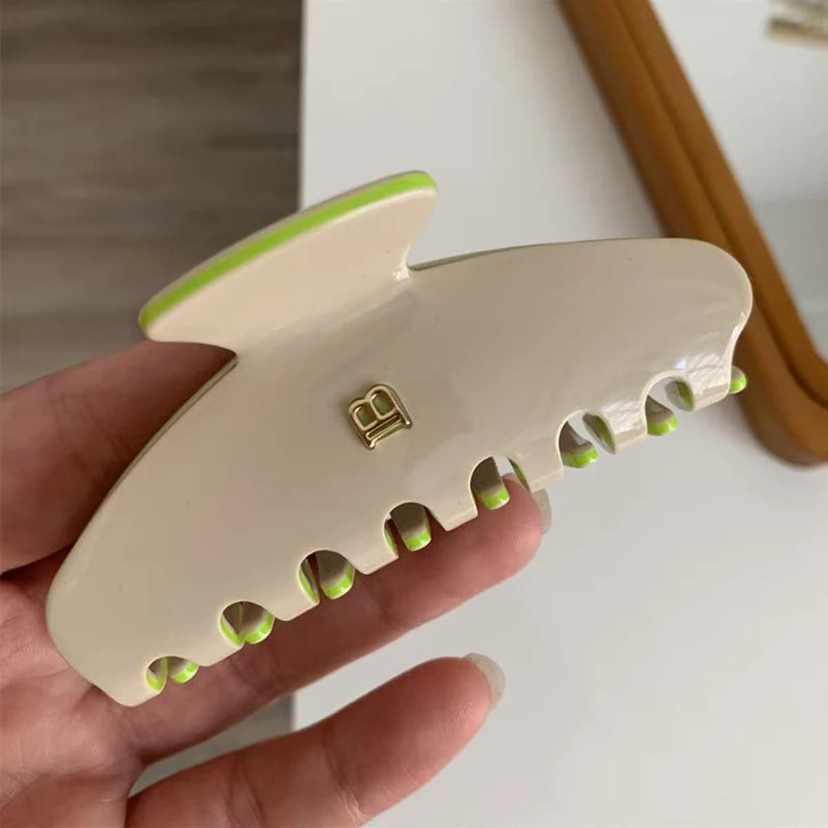 Pince à cheveux en acétate avec lettre B coréenne, 1 pièce, pince à cheveux en acétate de haute text