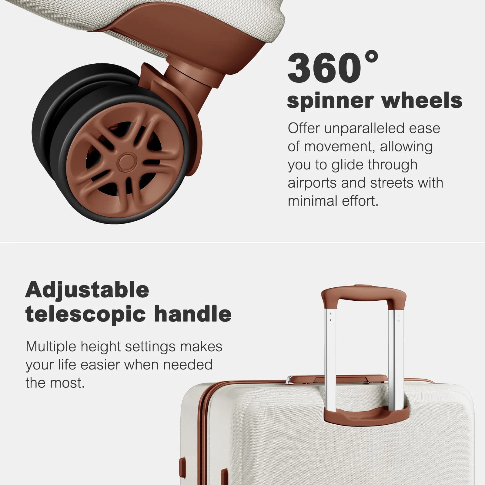 Étui rigide KONO de 32 pouces, chariots légers ABS + PC avec double roues, serrure TSA, valise (S/M/