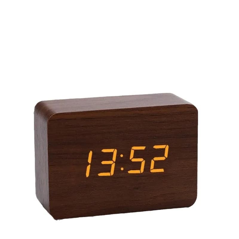 LED horloge de bureau alarme décoration en bois alarme montre Table commande vocale numérique bois a