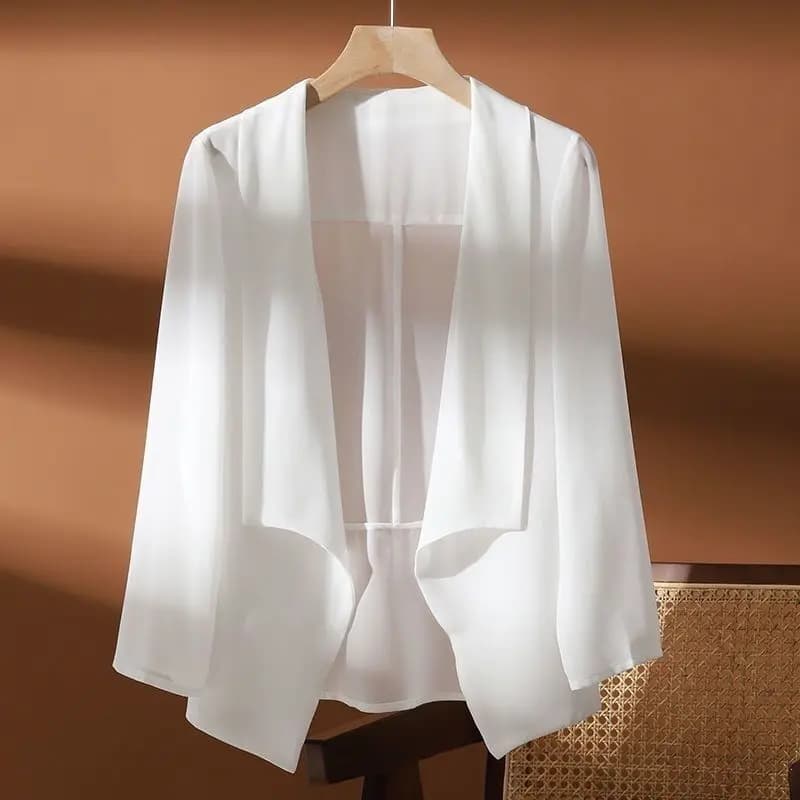 Veste kimono en mousseline de soie fine pour femmes, capes de protection solaire, châle adt, cardiga
