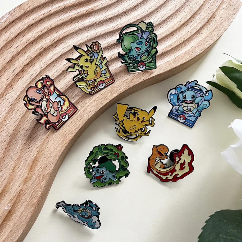 8 pièces/ensemble d'épingles en émail Pokémon, broches de dessin animé mignonnes, badges en métal Pi