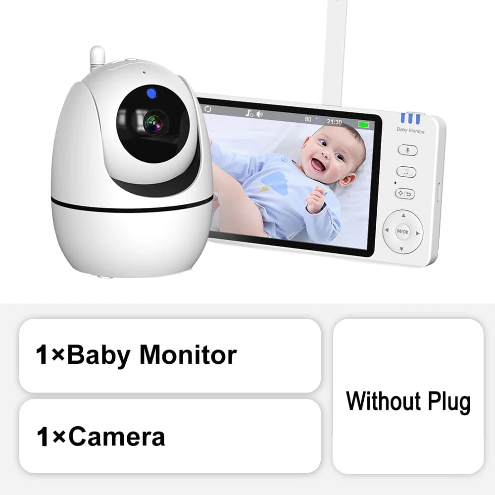 Moniteur vidéo pour bébé de 5 pouces, avec caméra, Zoom PTZ, Protection de sécurité, caméras de Surv