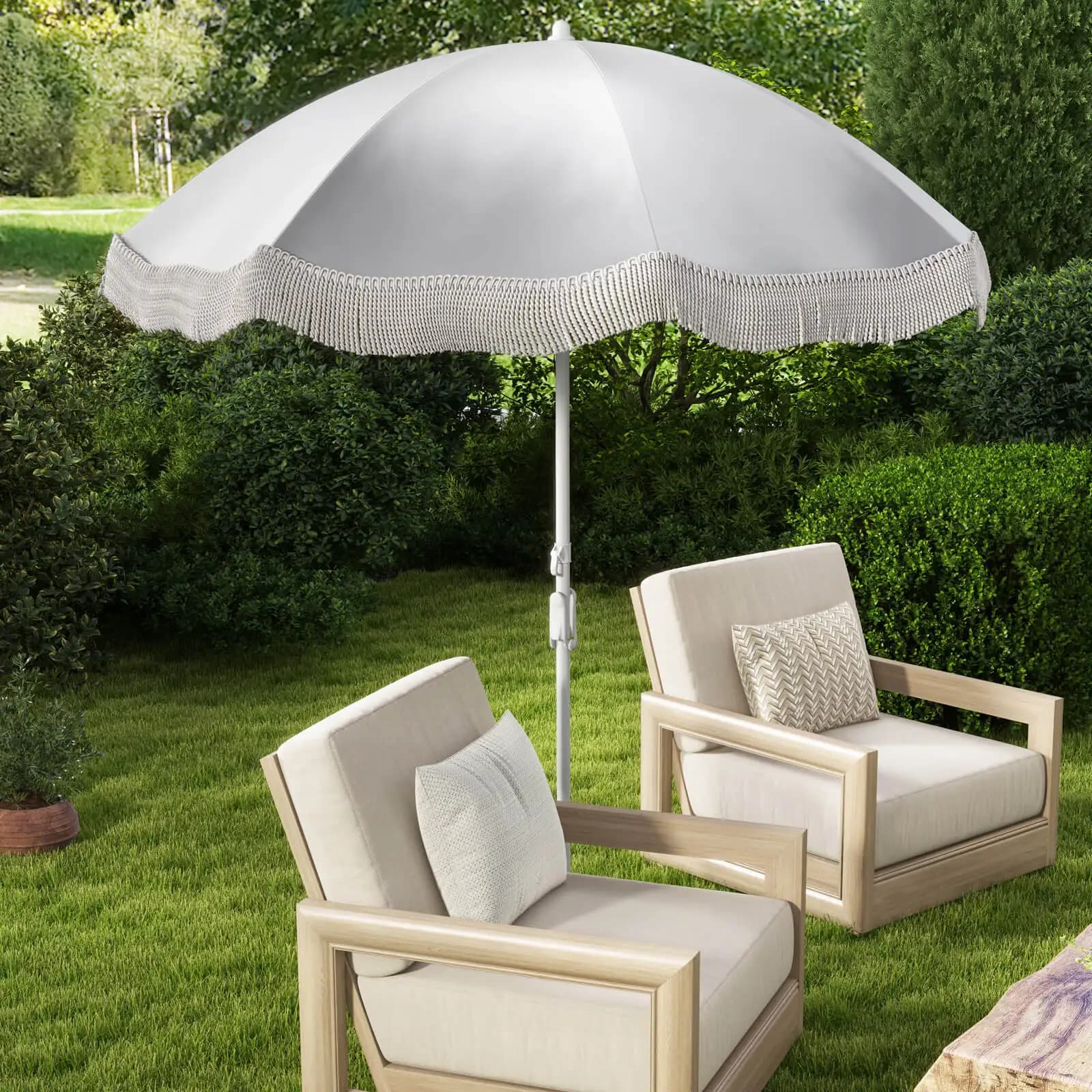 Frange extérieure de 6.5 pieds, parapluie avec sac de transport, bouton poussoir inclinable pour jar