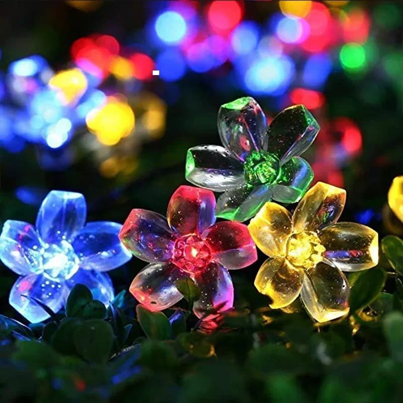 10 M/7 M chaîne solaire lumières de noël en plein air 100/50/20LED 8 Mode étanche fleur jardin fleur