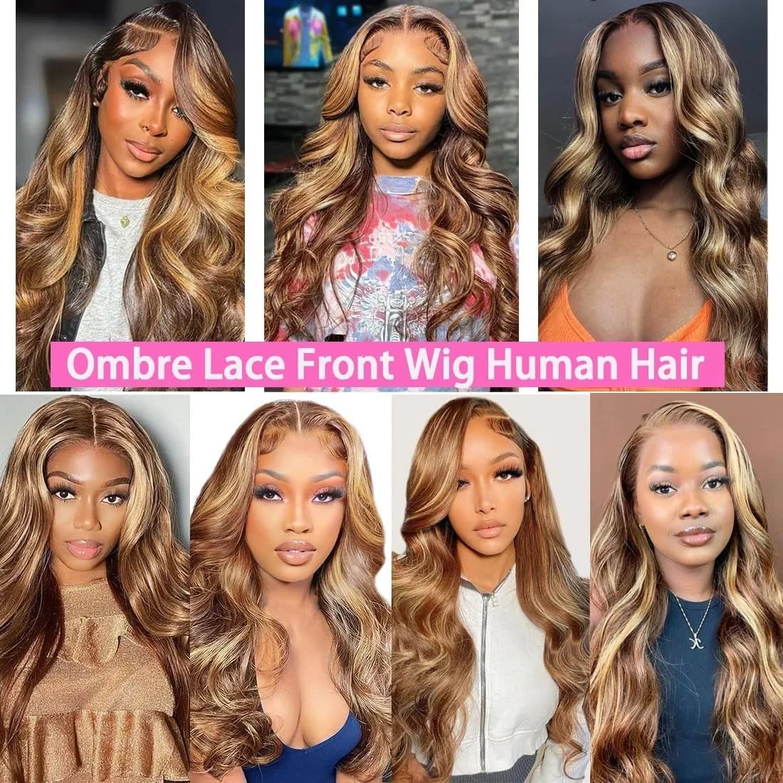 Perruque en cheveux humains blond miel avec mèches, ondulée, avec dentelle frontale, en promotion, s