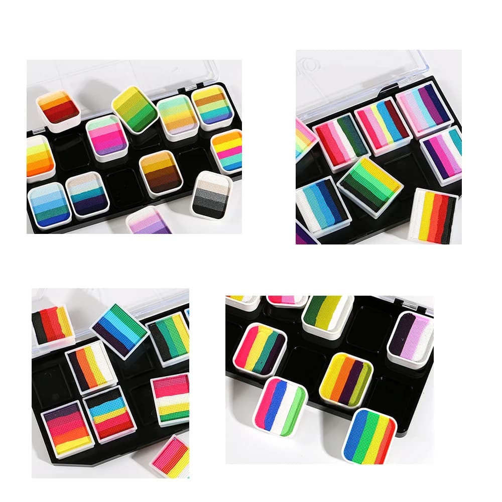 Kit de Maquillage Professionnel pour le Corps et le Visage 12x10g – Peinture Corporelle Arc-en-ciel 