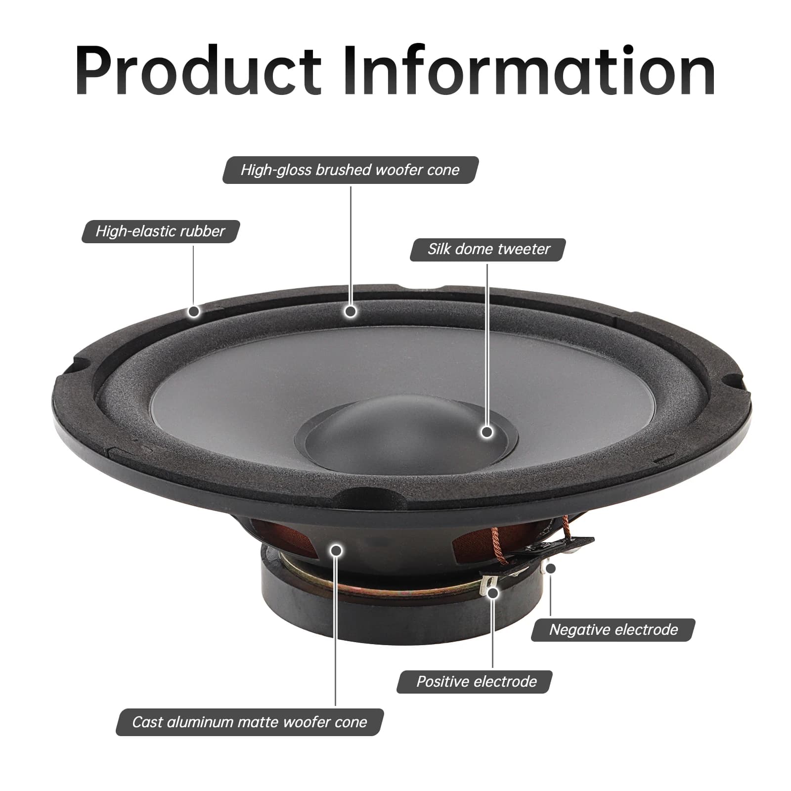 1 pièce 6.5 pouces haut-parleurs de voiture 600W 2 voies porte de véhicule caisson de basses Audio s