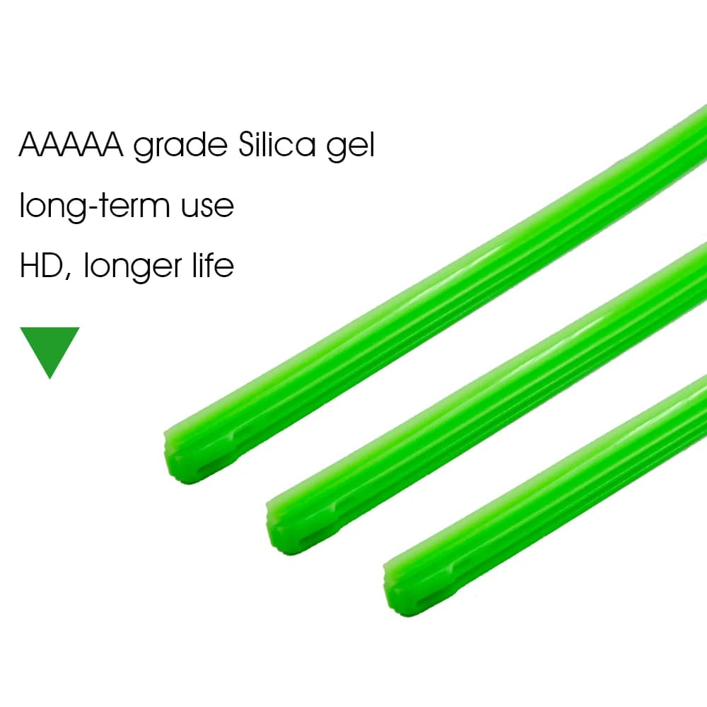 KAWOO-Bande de recharge en silicone pour essuie-glace de type hybride, accessoires de voiture verte,
