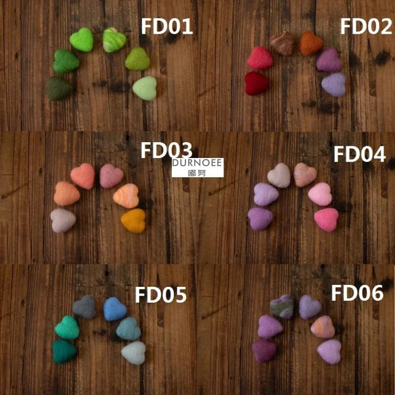 Accessoires de photographie pour nouveau-nés, feutre de laine, cœur d'amour, accessoires de photogra