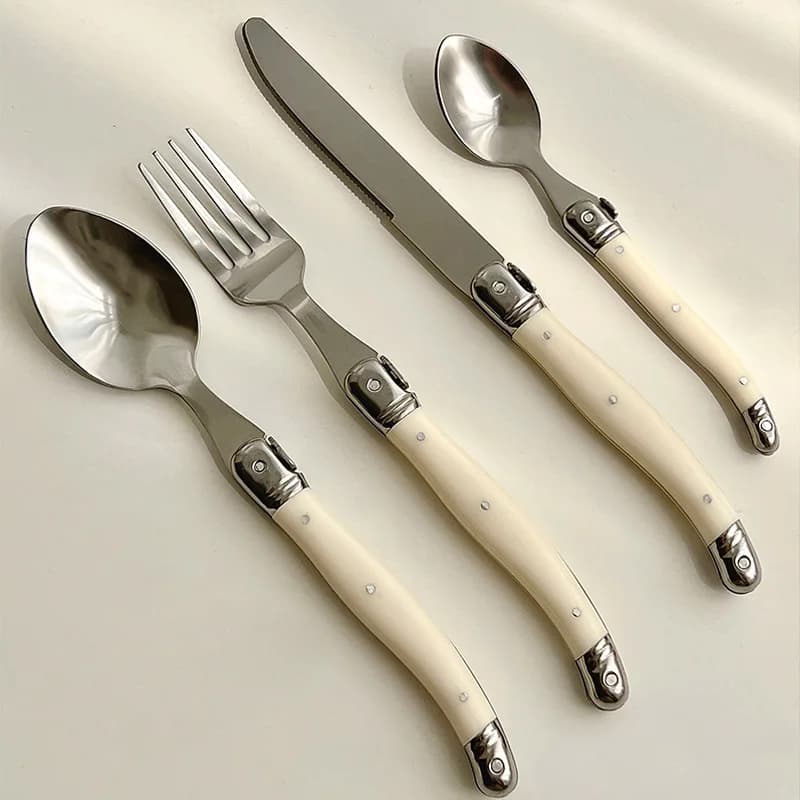 Laguiole – ensemble de couverts, couteau à Steak, fourchette, cuillère à dîner, cuillère à café, cou