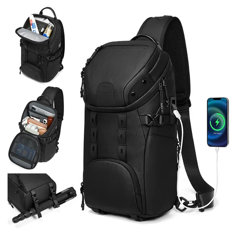 Sac à bandoulière étanche pour hommes, avec séparation sèche et humide, Port de chargement USB, gran