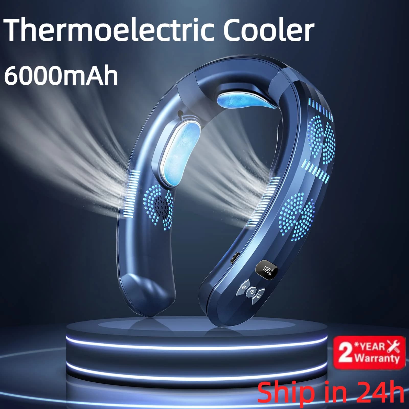 Nouveau climatiseur portable 2026 rechargeable par USB, ventilateur de cou suspendu silencieux 3 vit