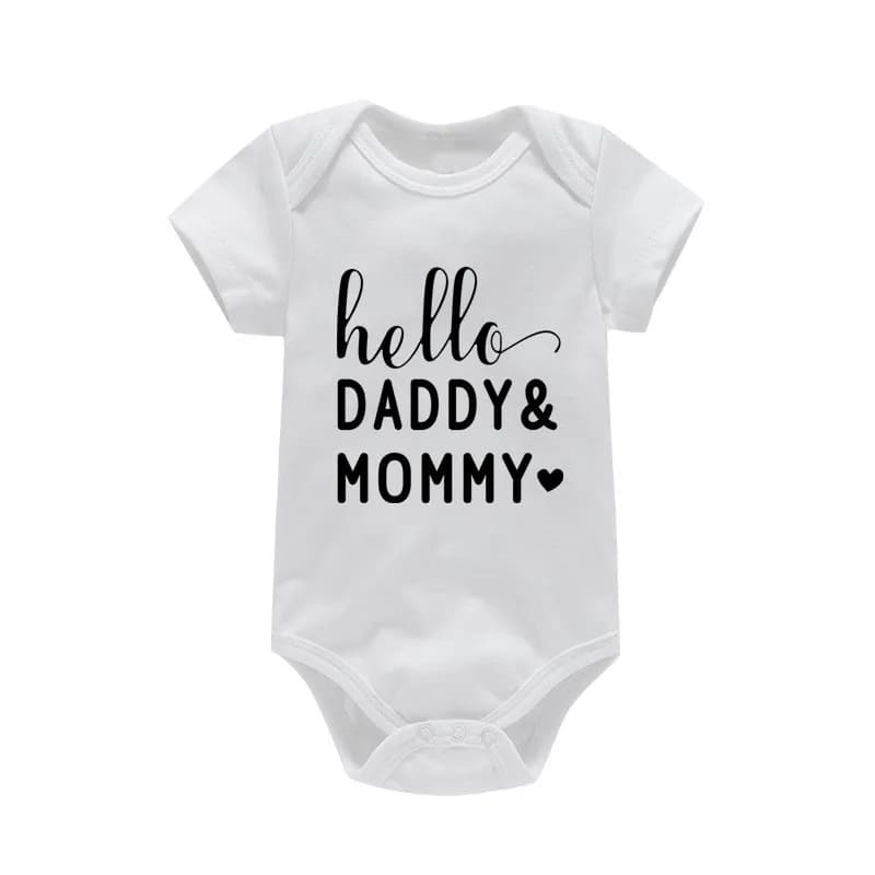 Barboteuse à manches courtes pour bébés garçons et filles, 100% coton, imprimé de lettres drôles, I 