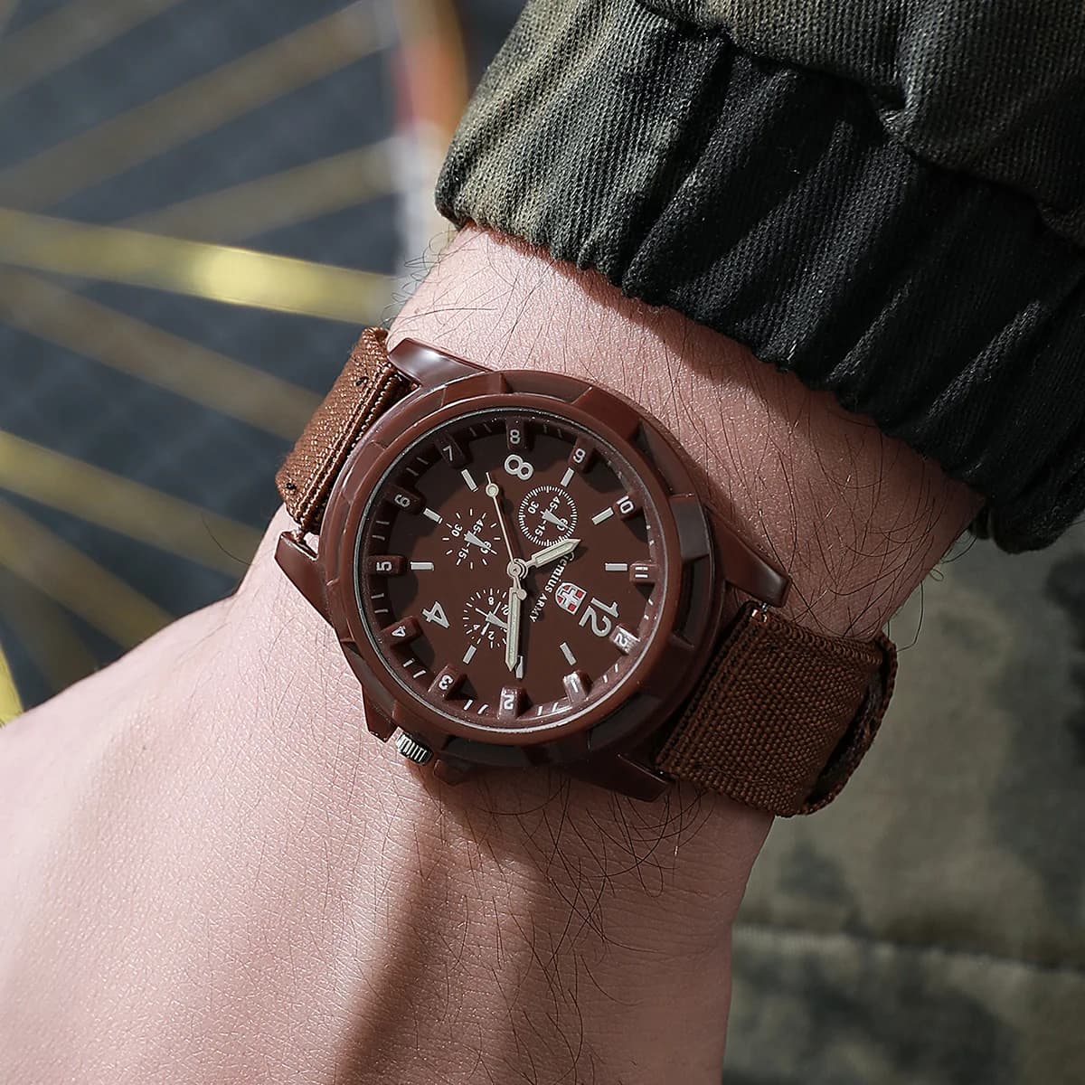 4 pièces hommes montres militaires ensemble Sport décontracté montre à Quartz bracelet en Nylon mâle