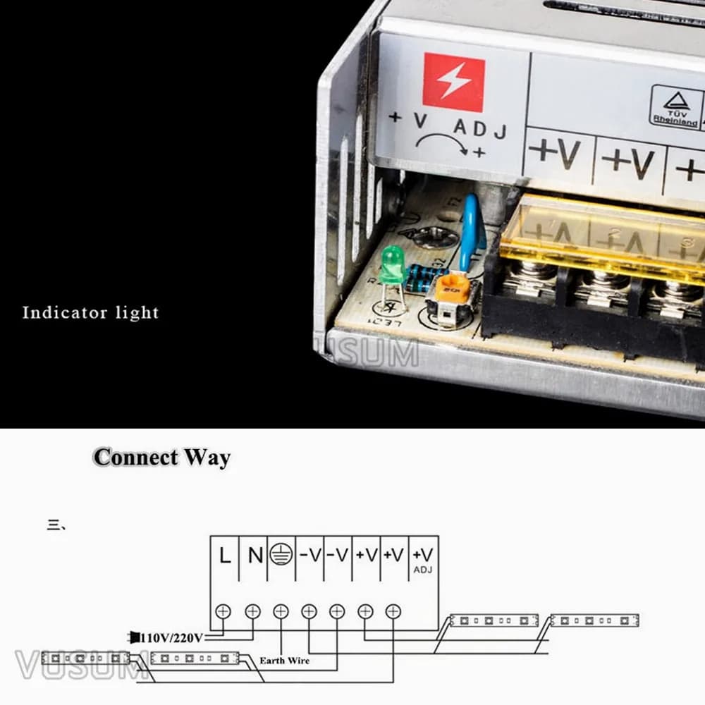 Vusum commutation alimentation Led 5V transformateur d'alimentation 110V 220V AC à DC 5V 2A 6A 10A 2