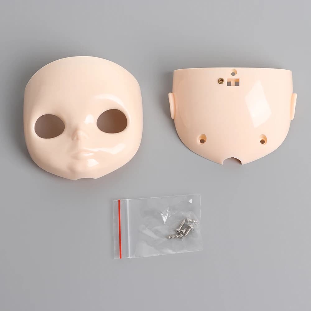 Plaque frontale avec plaque arrière en plastique pour poupées Blyth, sans maquillage, visage et vis,