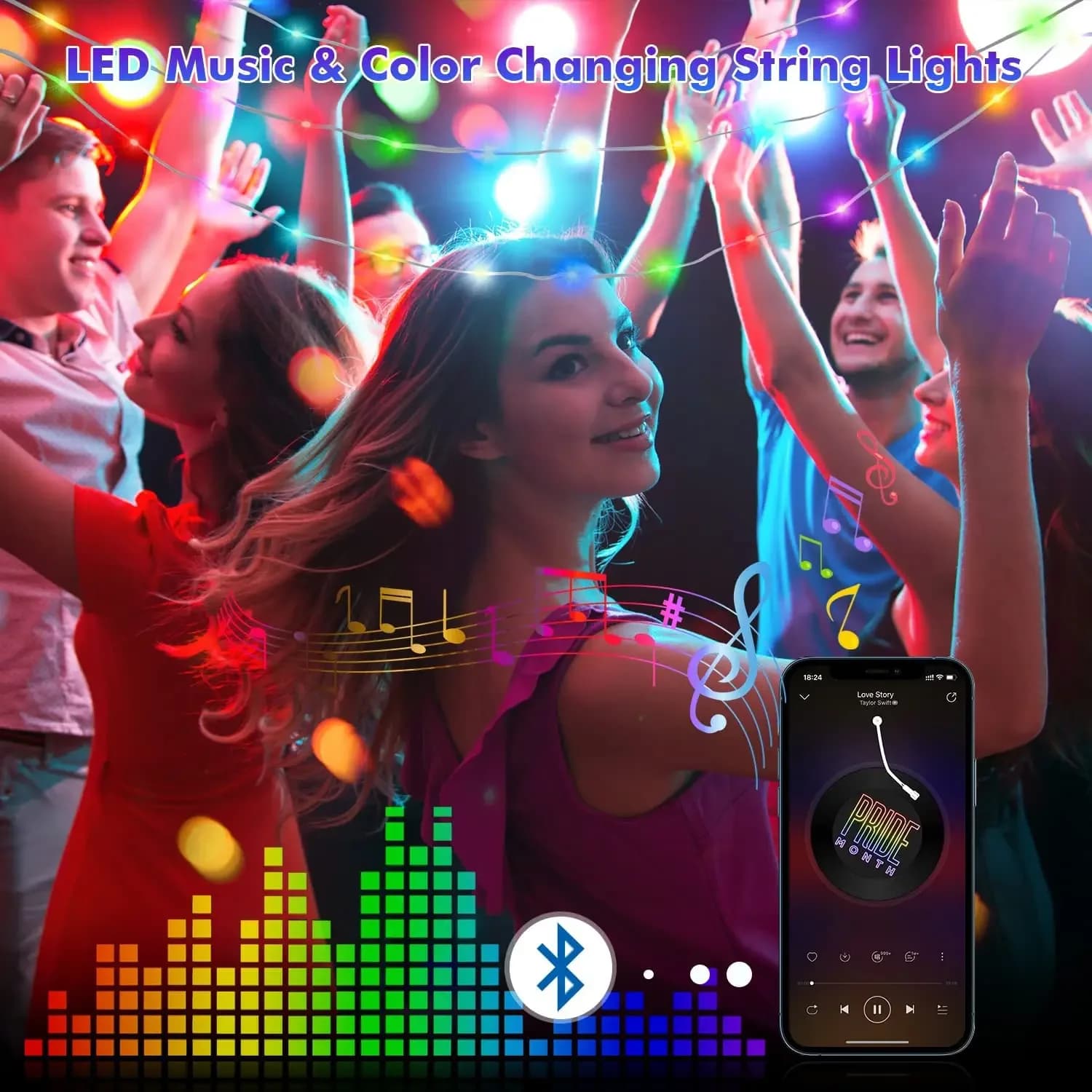 Guirlande lumineuse Led féerique USB, couleur de rêve, intelligente, télécommande APP, pour chambre,