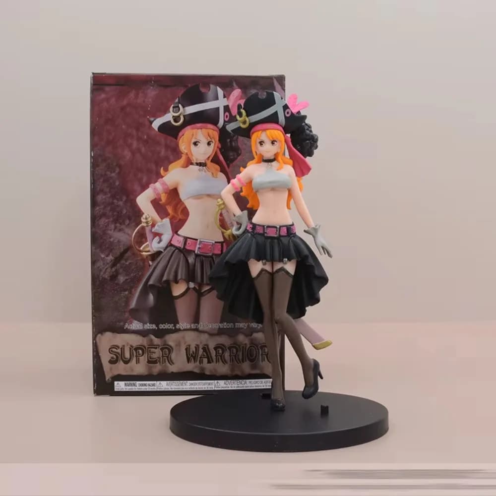 19CM Anime une pièce Nami noir vêtements Figurine une pièce FILM rouge habiller Figurine PVC modèle 