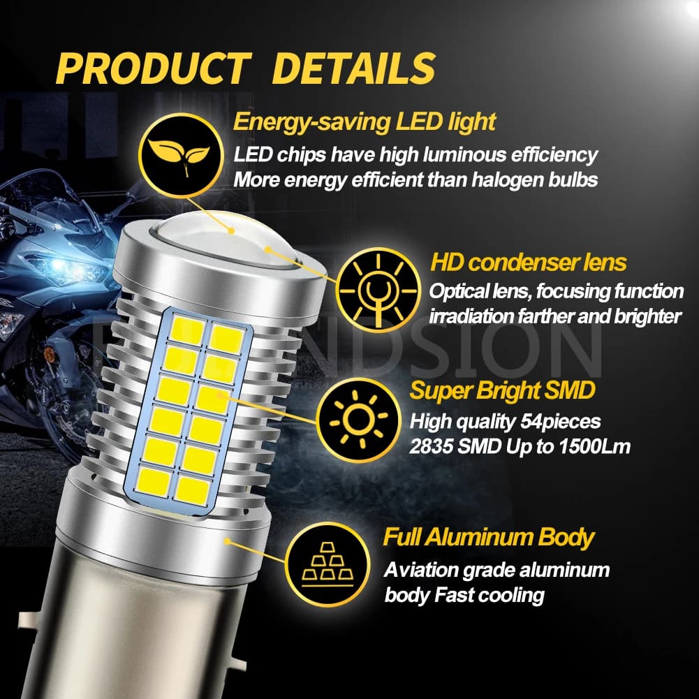 Ampoule de phare de Moto Led 6V P15D H6M H6 H4 BA20D, 2835 puces, lampe pour Scooter, accessoires de