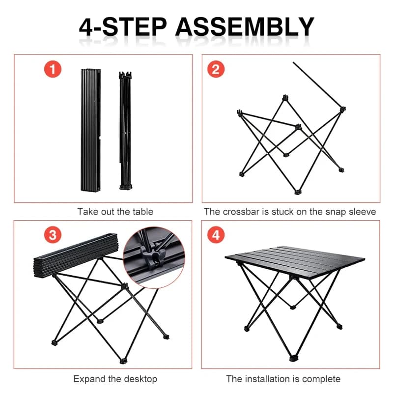 Table de camping pliante en aluminium portable, table d'extérieur, table pliante, bonbons légers, bu