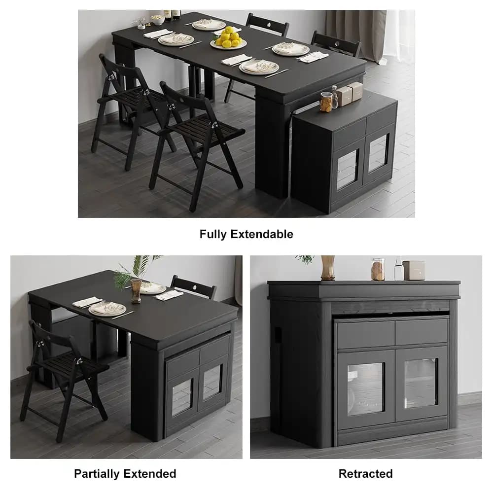 Buffet rectangulaire avec rangement, table à manger extensible moderne