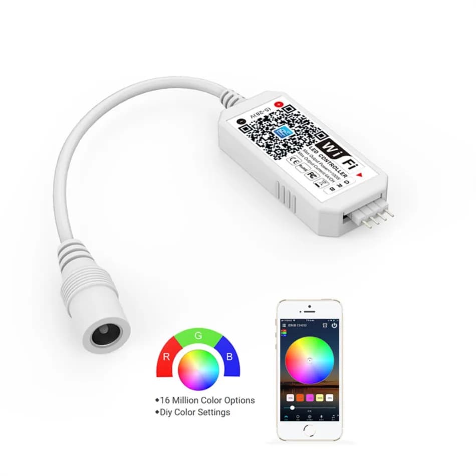 Contrôleur WiFi RGB RGBW DC 12V 24V, application de téléphone intelligent sans fil, contrôle de grad