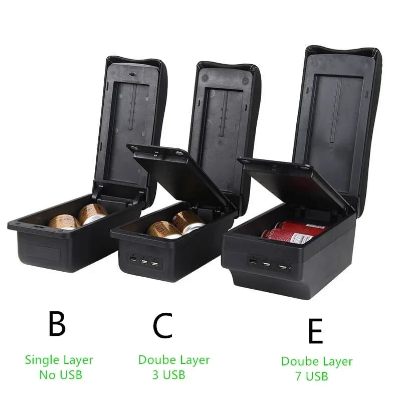 Boîte d'accoudoir de voiture, boîte de Modification de stockage de Console centrale, accessoires USB