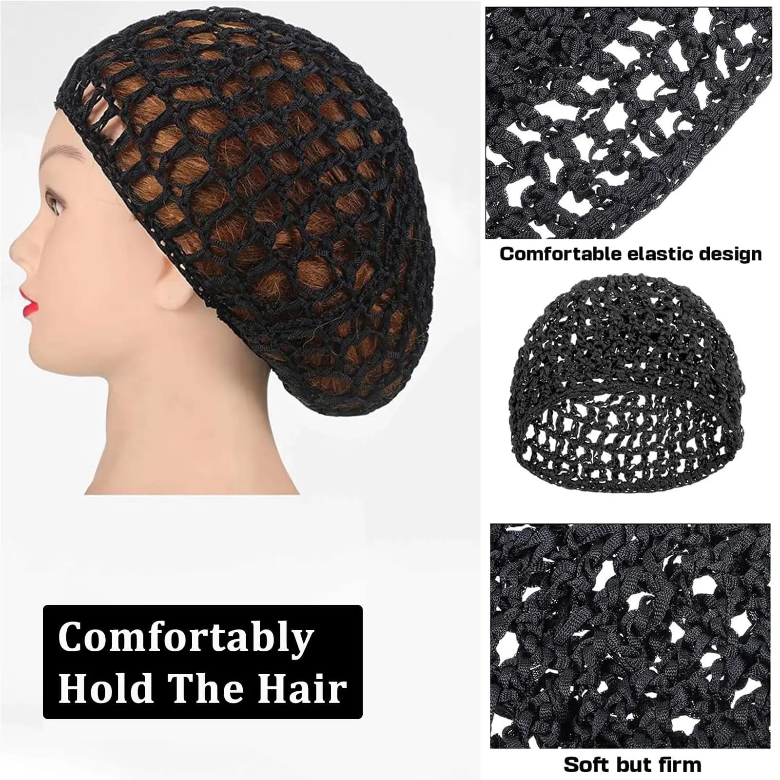Filets à cheveux en maille colorée pour dormir, bonnet de couchage au Crochet, couvre-chef Long et b