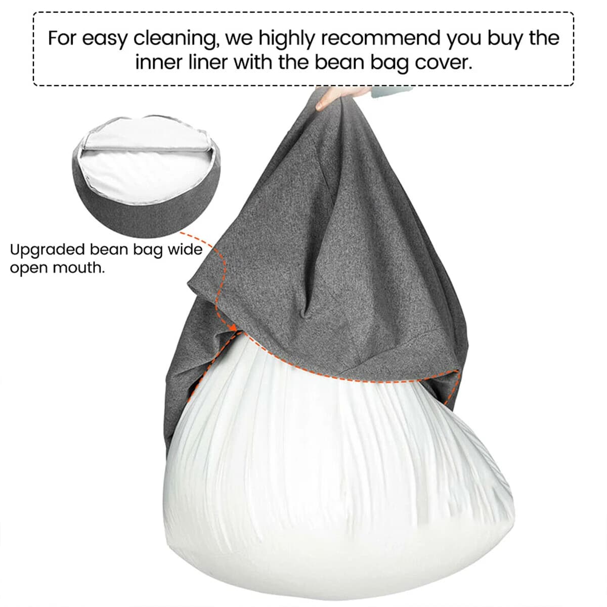Doublure de housse de canapé paresseux, sac de haricots en maille, doublure intérieure sans rempliss