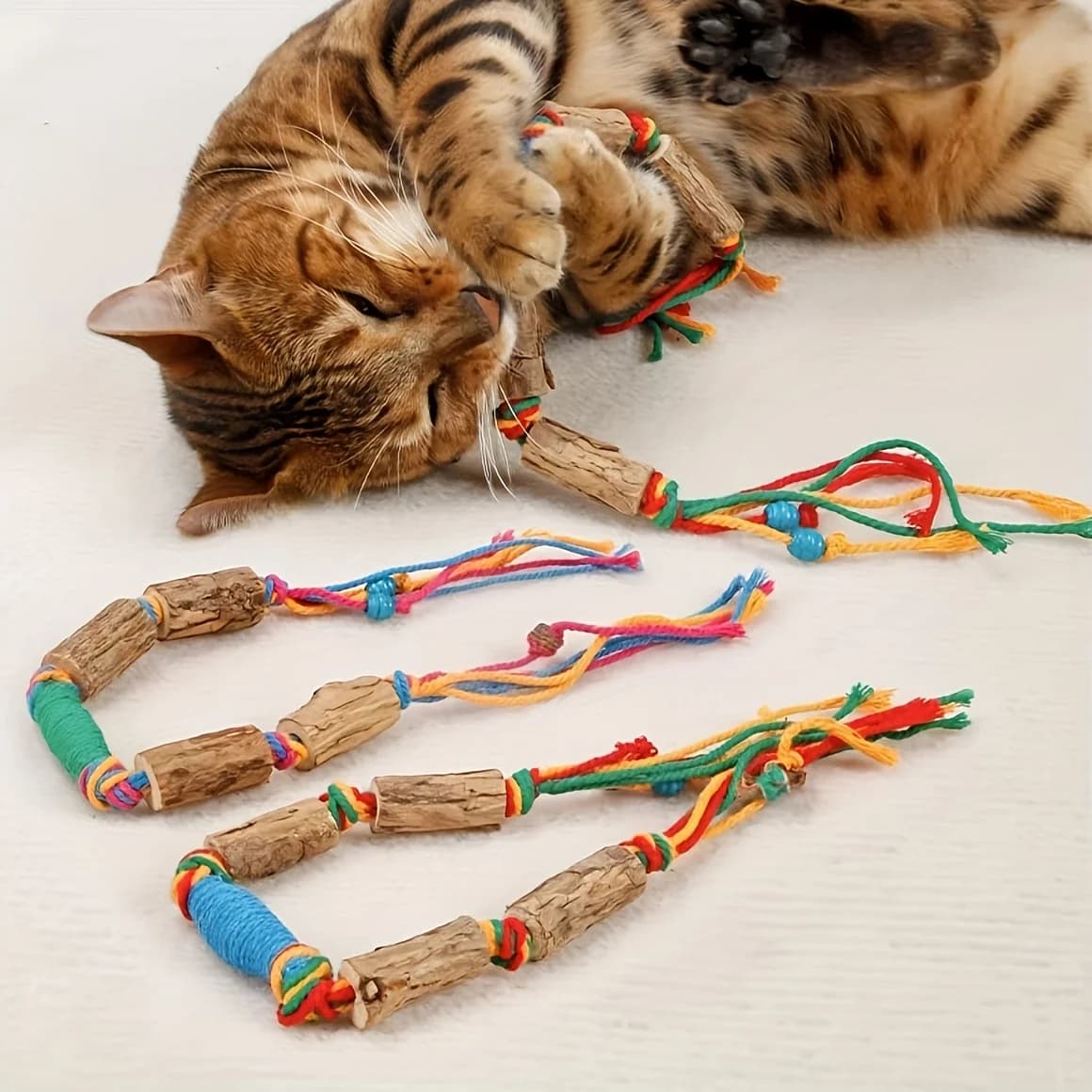 Jouet 2 pièces qui attire les chats à jouer-un jouet naturel pour chat en corde, utilisé pour la mas
