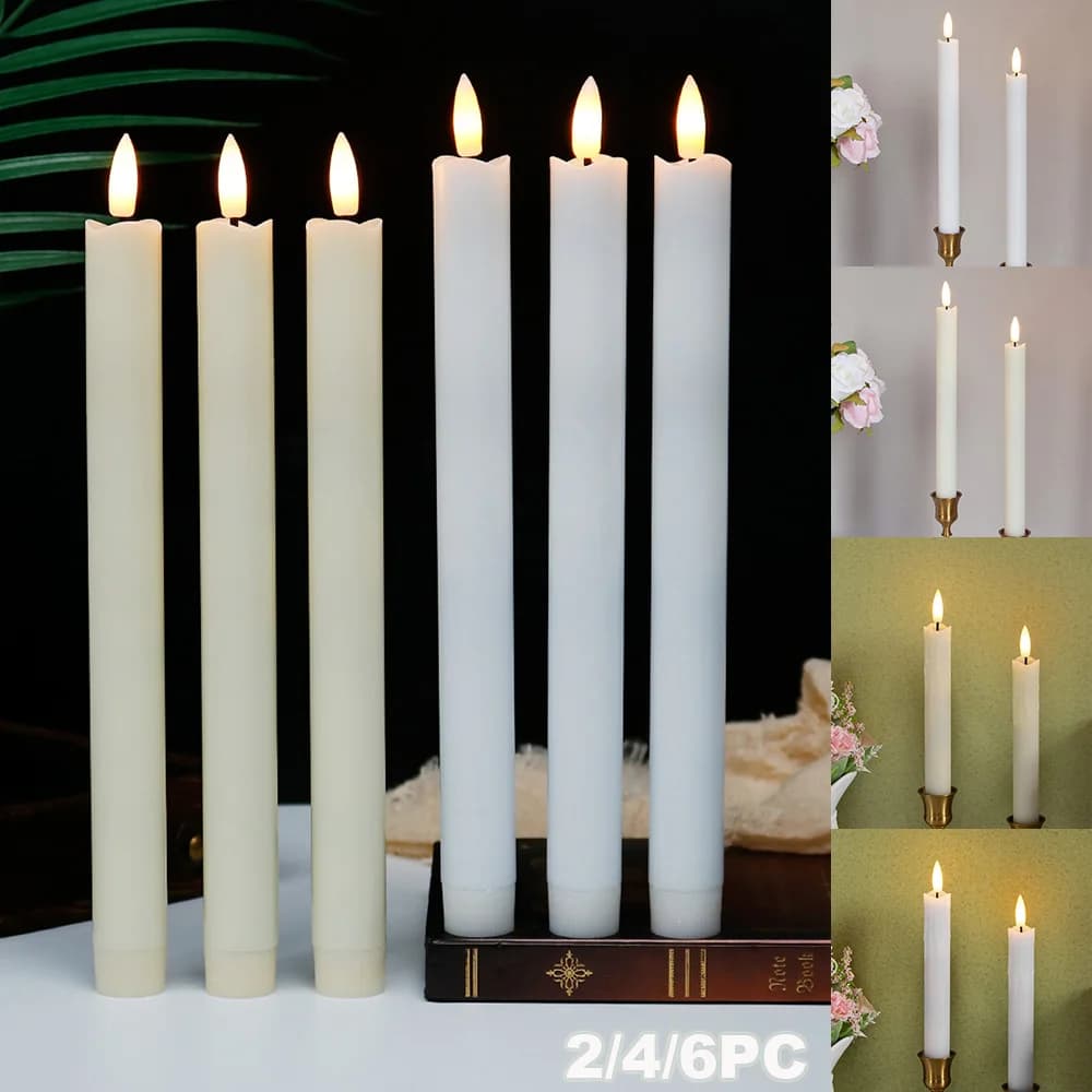 2Pack LED bougies coniques sans flamme lumières 3D mèche batterie bougies de Simulation de noël boug