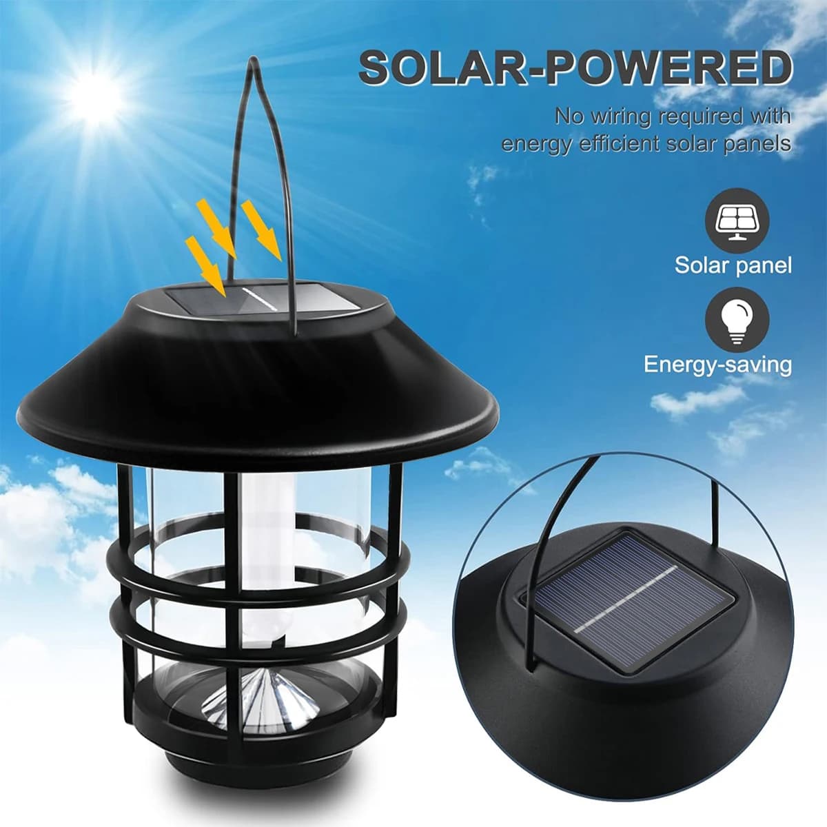 Lanterne Solaire Extérieure en Acier Inoxydable, 1 Pièce, Flammes Vacillantes, Imperméable, RapGlass