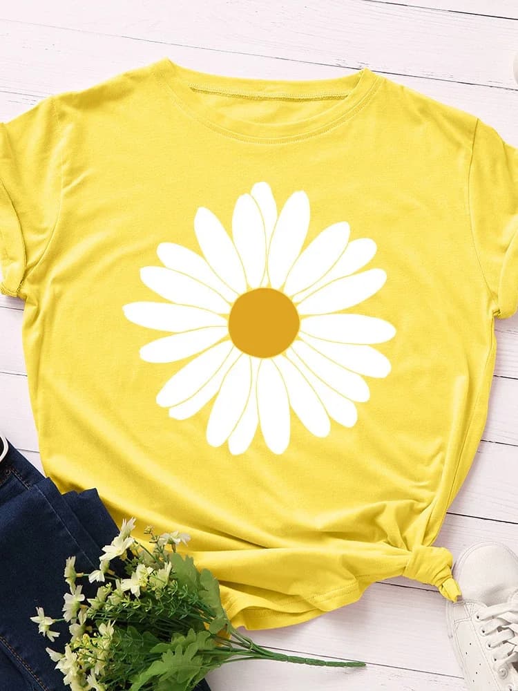 Blooming Destroy AndrPrint T-shirt à manches courtes pour femme, t-shirt à col rond pour femme, t-sh