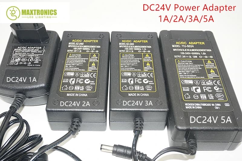 Adaptateur d'alimentation LED pour lampe à bande LED, prise de pilote, DC 5V, DC 12V, DC 24V, 1A, pi