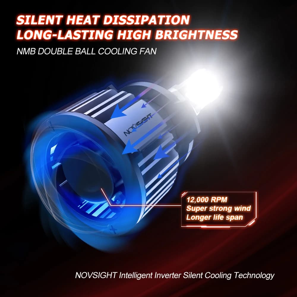 NOVSIGHT Led phare de voiture H1 H3 H4 H7 H11 H8 H9 H13 9005 HB3 9006 HB4 9007 9003 72W 10000LM 6000