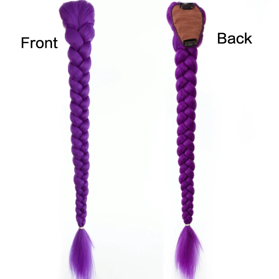 Queue de cheval tressée synthétique violette, coiffure de Costume longue de 26 pouces avec Clips pou