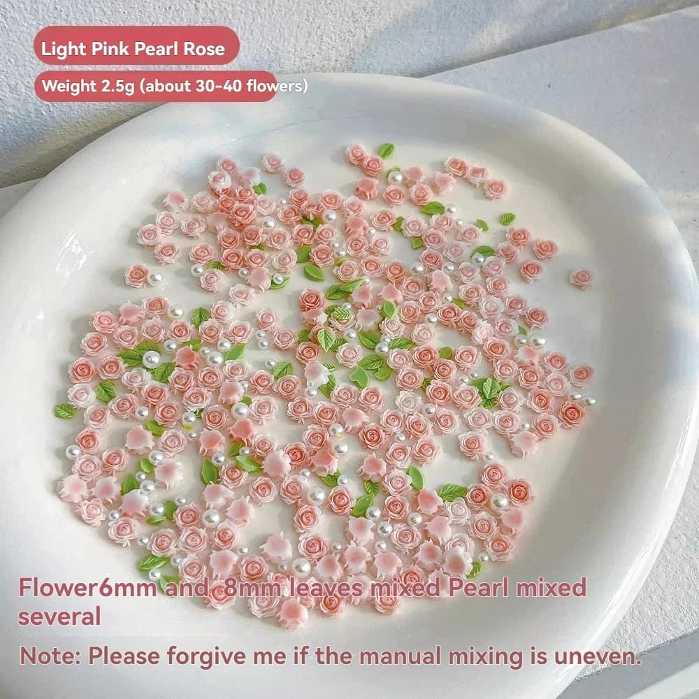 20 pièces nœud en dentelle et 30 pièces 3D taille mixte perle résine fleur Rose Rose breloques pour 