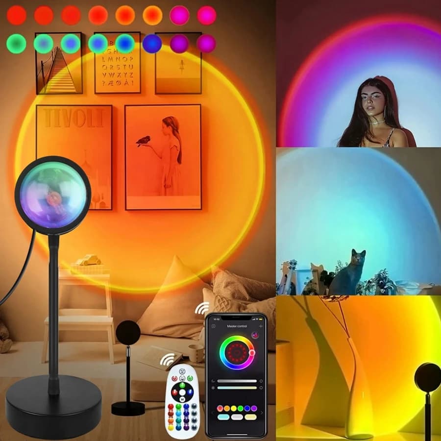 Lampe de coucher de soleil intelligente Tuya LED veilleuse USB RGB Smart Life APP Projection à dista
