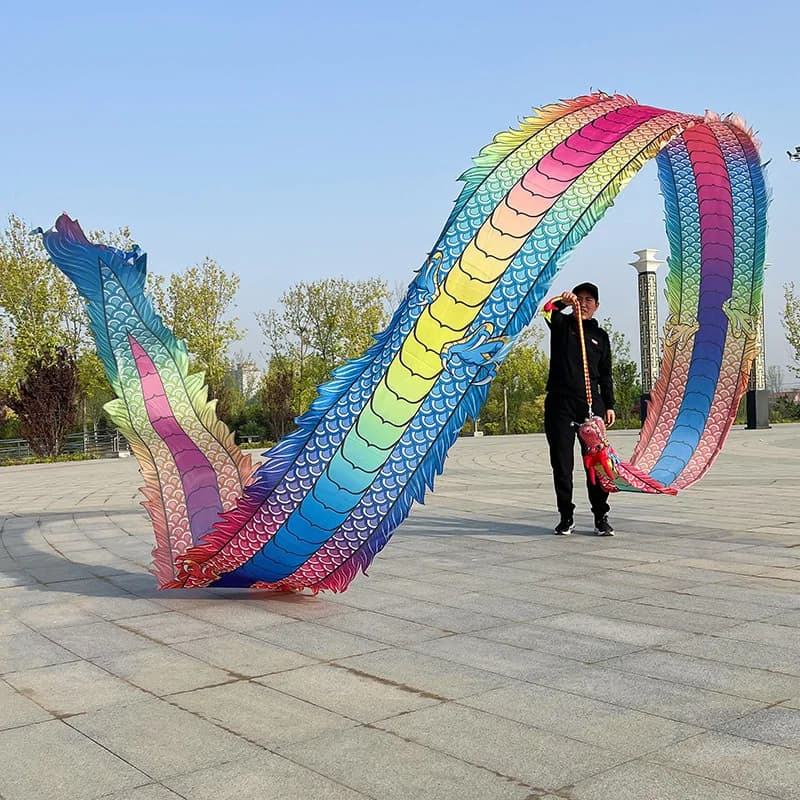Danse Dragon avec tête, 6/8 mètres, accessoire de spectacle de danse carrée traditionnelle chinoise,