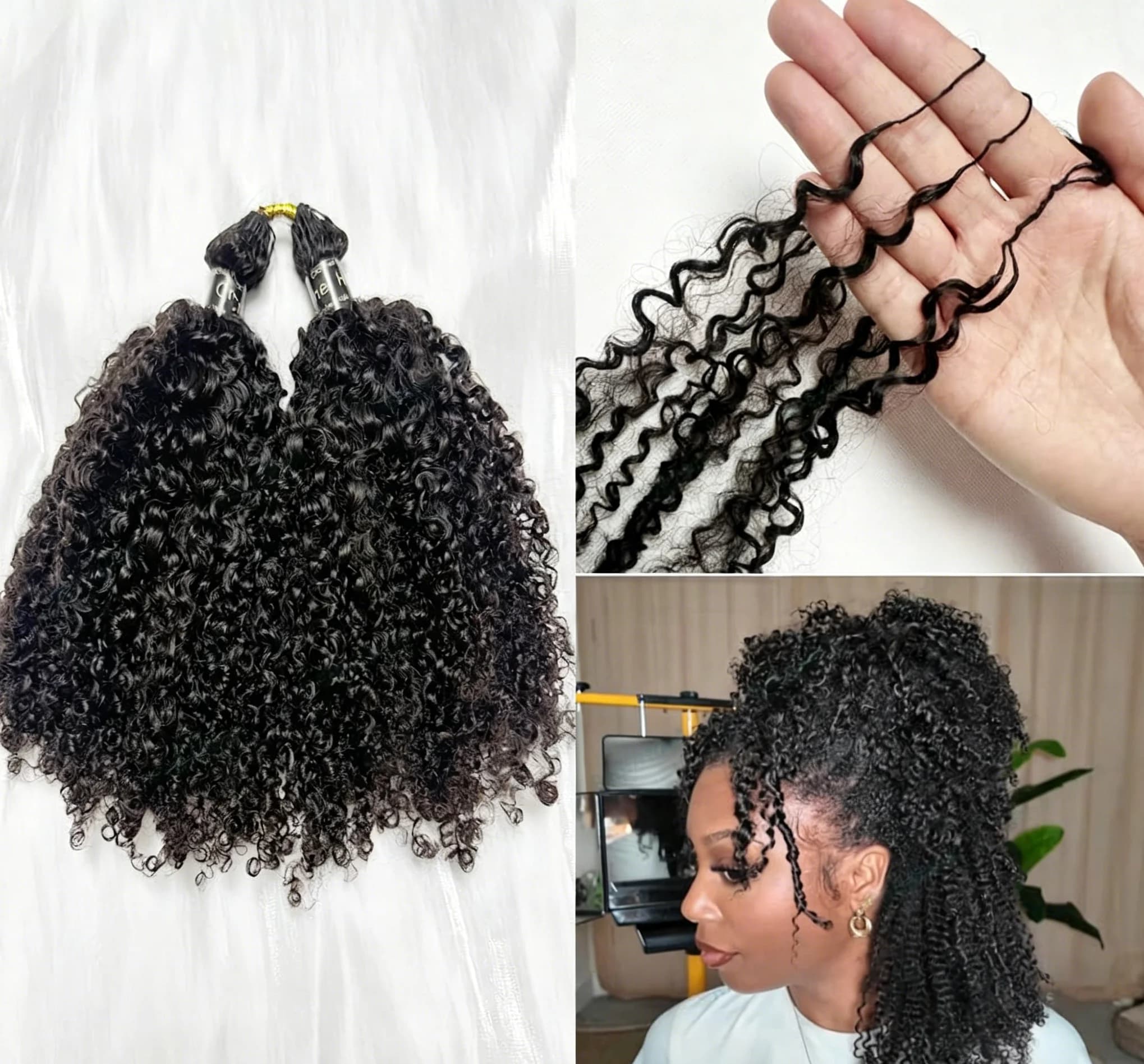 Tresses Bohèmes Bouclées au Crochet Cheveux Humains Sans Nœuds 300g Pré-Séparées Plumes au Crochet C